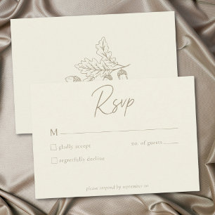 Ivoren Crème Minimalistische Blad Eikel Herfst Bru RSVP Kaartje