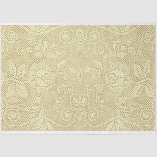  ivoren crème rustieke floral patterned kant tissuepapier (Voorkant)