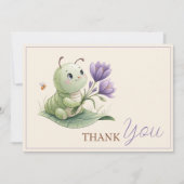 Ivoren Cute Rups Aangepaste Baby Shower Bedankkaart (Voorkant)