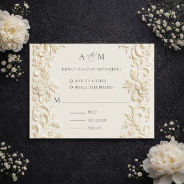 Ivoren Elegante Barok Bruiloft Reactiekaart RSVP Kaartje