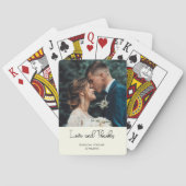 Ivoren Elegante Bruiloft Love and Thanks Foto Pokerkaarten (Achterkant)