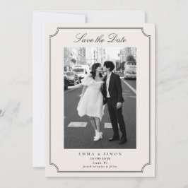 Ivoren Elegante Lijst Foto Save the Date Bedankkaart