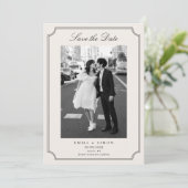 Ivoren Elegante Lijst Foto Save the Date Bedankkaart (Staand voorkant)