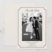 Ivoren Elegante Lijst Foto Save the Date Bedankkaart (Voorkant / Achterkant)