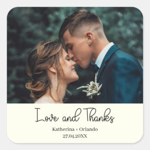 Ivoren Elegante Trouwliefde & Dank Foto Vierkante Sticker