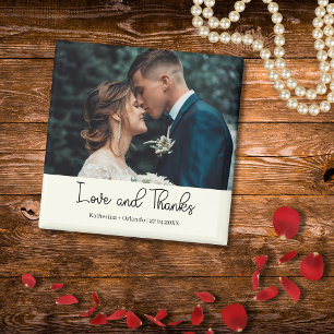 Ivoren Elegante Trouwliefde en Dank Foto Magneet