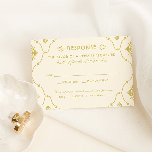  ivoren en gouden kunst RSVP kaartje