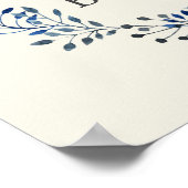 Ivoren en marineblauwe bloemige bruidsdouche Welko Poster (Hoek)