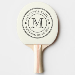 Ivoren en Warm Zwarte Trouw Monogram Tafeltennisbatje