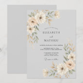 Ivoren Ethische Bloem Bruiloft Kaart (Voorkant / Achterkant)