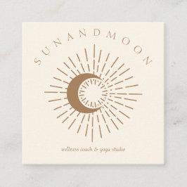 Ivoren genezende zon maan spirituele zonne-energie vierkante visitekaartje