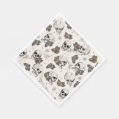 Ivoren Gotische Schedels en Rozen Halloween Servet (Hoek)