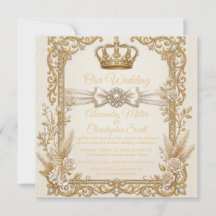 Ivoren gouden trouwuitnodiging Elegante Koninklijk