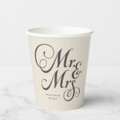 Ivoren heer en mevrouw gepersonaliseerde rustieke  papieren bekers (Voorkant)