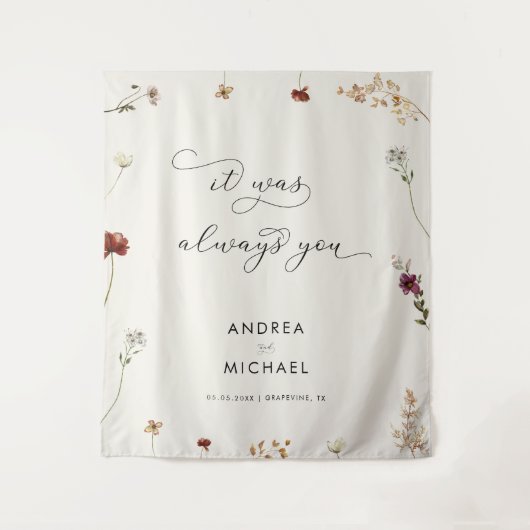 Ivoren Herfst Wildflowers Het was altijd je achter Wandkleed (Voorkant)