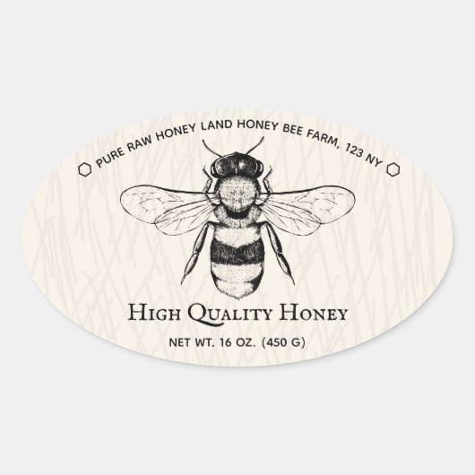 Ivoren honingpot Boho imker Ovale Sticker (Voorkant)