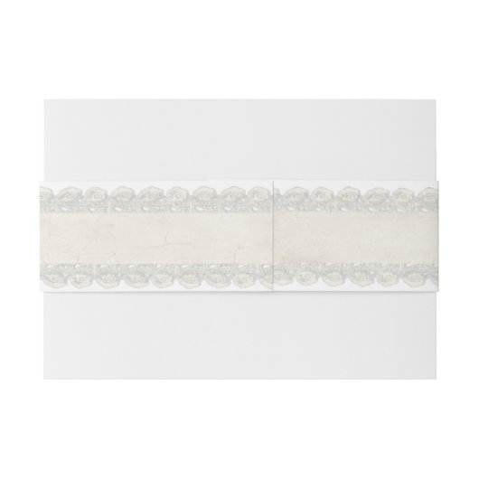 Ivoren kant en bloem bruiloft buik band uitnodigingen wikkel (Achterkant Voorbeeld)