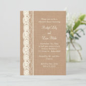 ivoren kant & Med. Burlap Rehearsal Dinner Kaart (Staand voorkant)