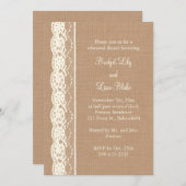 ivoren kant & Med. Burlap Rehearsal Dinner Kaart (Voorkant / Achterkant)