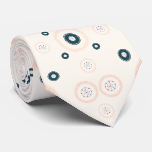 Ivoren kleur met Small Mandala cirkel patroon Stropdas (Opgerold)