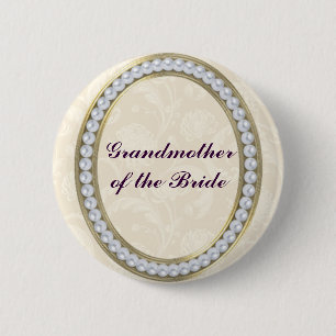 Ivoren knop met parels Oma van de bruid Ronde Button 5,7 Cm
