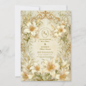  ivoren lelie bloemenbruiloft kaart (Voorkant)