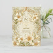  ivoren lelie bloemenbruiloft kaart (Staand voorkant)