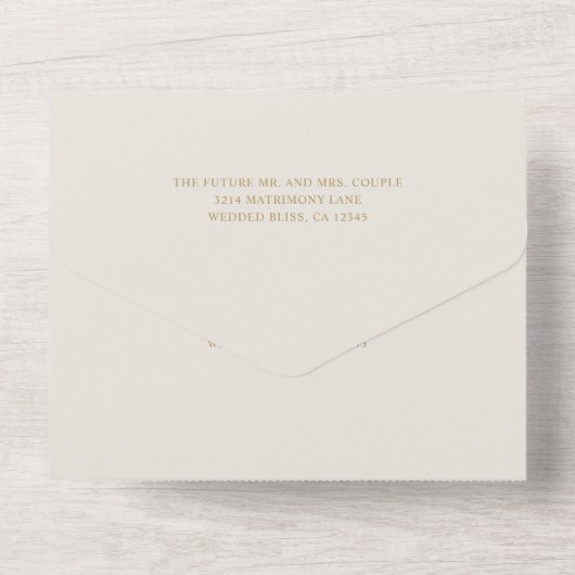 Ivoren lijn kunst Bloemen Elegante bruiloft All In One Uitnodiging (Achterkant)