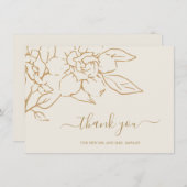 Ivoren lijn kunst Bloemen Elegante bruiloft Bedankkaart (Voorkant / Achterkant)