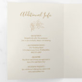 Ivoren lijn kunst Bloemen Elegante bruiloft Drieluik Uitnodiging (Binnenzijde eerst)
