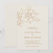 Ivoren lijn kunst Bloemen Elegante bruiloft Kaart (Voorkant / Achterkant)