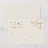 Ivoren lijn kunst Bloemen Elegante bruiloft RSVP Kaartje (Voorkant / Achterkant)