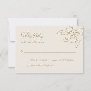 Ivoren lijn kunst Bloemen Elegante bruiloft RSVP Kaartje