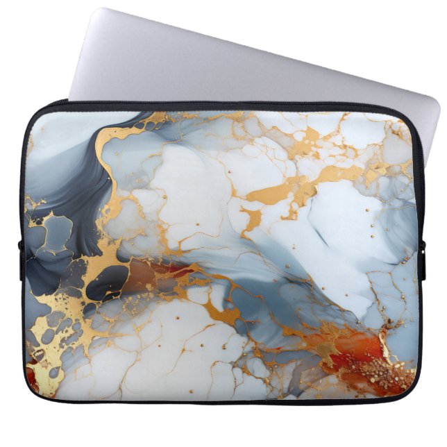 Ivoren marmer met gouden en roestige aders laptop sleeve (Voorkant)