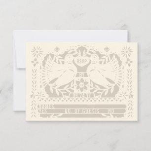 Ivoren Mexicaanse Fantail Duiven Papel Picado RSVP Kaartje