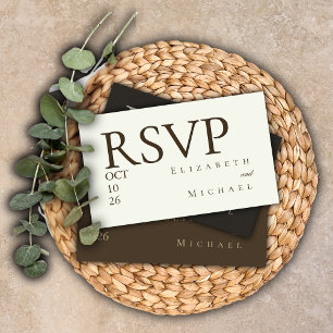 Ivoren Minimalistische Boho Huwelijks RSVP-reactie Informatiekaartje