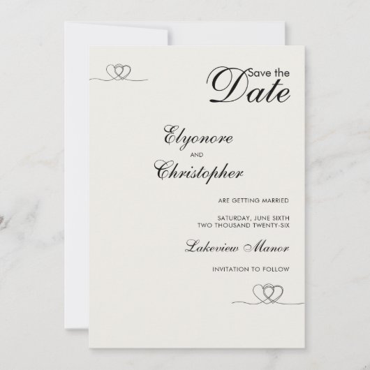 Ivoren moderne chic trouwkaart Save The Date Kaart (Voorkant)