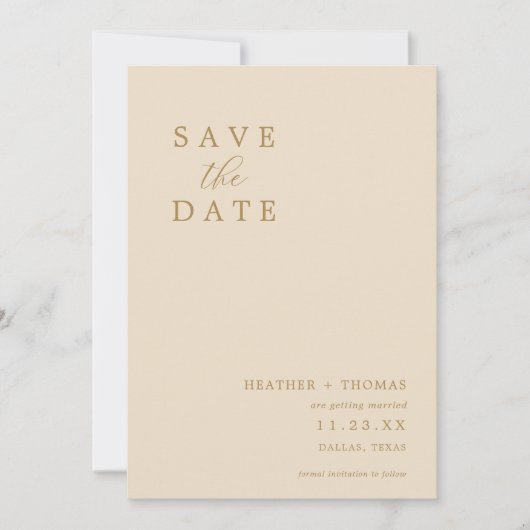 Ivoren Moderne Trouwfoto Save The Dates Kaart (Voorkant)