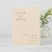 Ivoren Moderne Trouwfoto Save The Dates Kaart (Staand voorkant)
