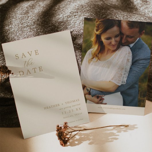 Ivoren Moderne Trouwfoto Save The Dates Kaart