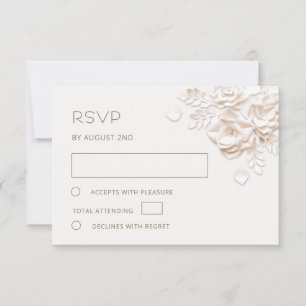 Ivoren namaak papieren gesneden rozen bruiloft RSVP kaartje