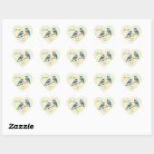 Ivoren pastel houdt van vogels Romantische Bluebir Hart Sticker (Vel)