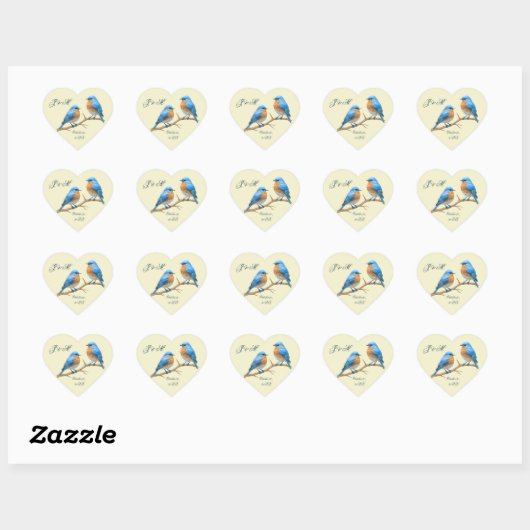 Ivoren pastel houdt van vogels Romantische Bluebir Hart Sticker (Vel)