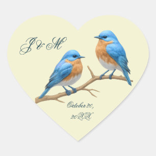 Ivoren pastel houdt van vogels Romantische Bluebir Hart Sticker