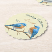 Ivoren pastel houdt van vogels Romantische Bluebir Kartonnen Onderzetters (Gekanteld)