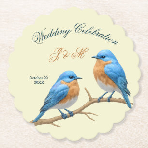 Ivoren pastel houdt van vogels Romantische Bluebir Kartonnen Onderzetters