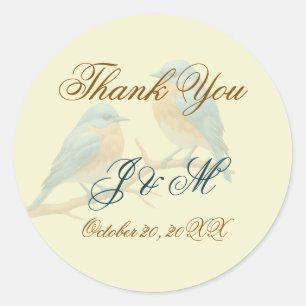 Ivoren pastel houdt van vogels Romantische Bluebir Ronde Sticker