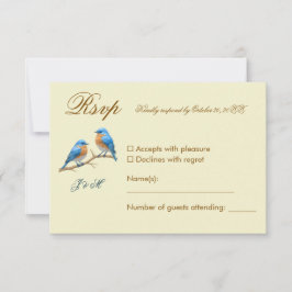 Ivoren pastel houdt van vogels Romantische Bluebir RSVP Kaartje