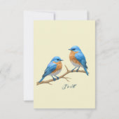 Ivoren pastel houdt van vogels Romantische Bluebir RSVP Kaartje (Achterkant)