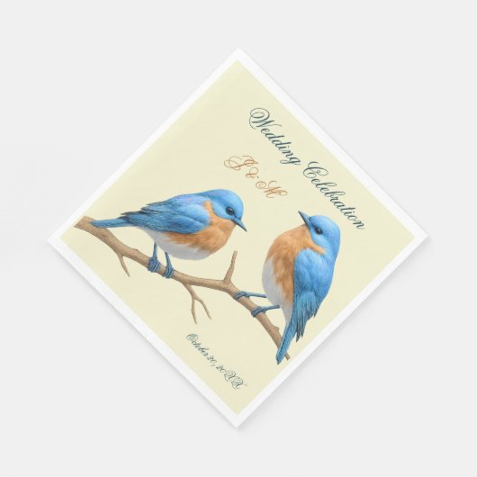 Ivoren pastel houdt van vogels Romantische Bluebir Servet (Hoek)